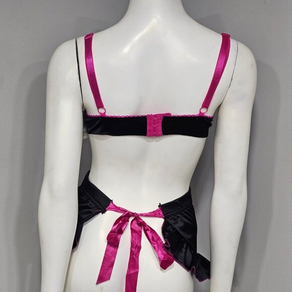 Rene Rofe French Maid Apron Lingerie Floral Lace and Sheer - Picture 5 of 8